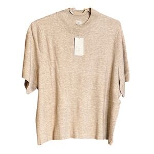 A New Day Women‎ Mock Neck Short Sleeve Sweater Beige 3X